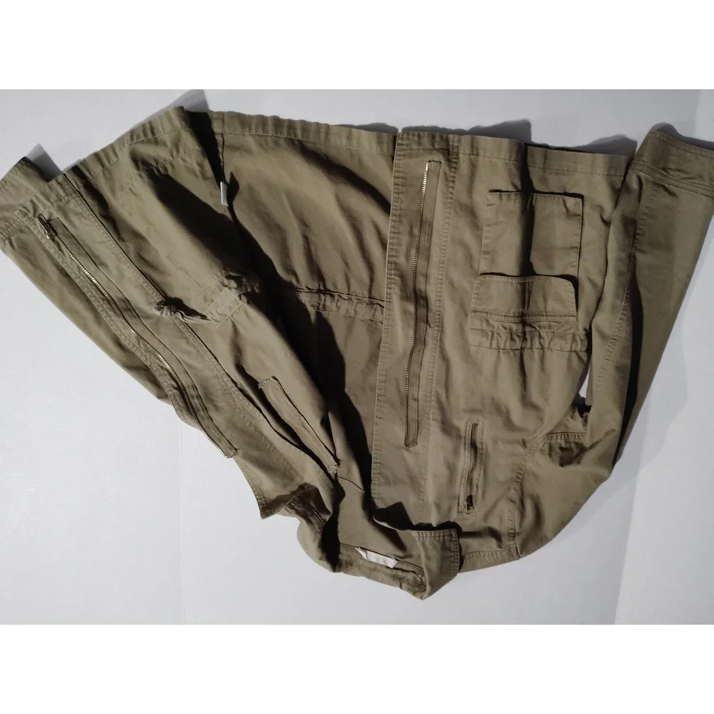 Elodie‎ Womens Olive Green Cotton Asymmetrical Zip Utility Moto Jacket Size M